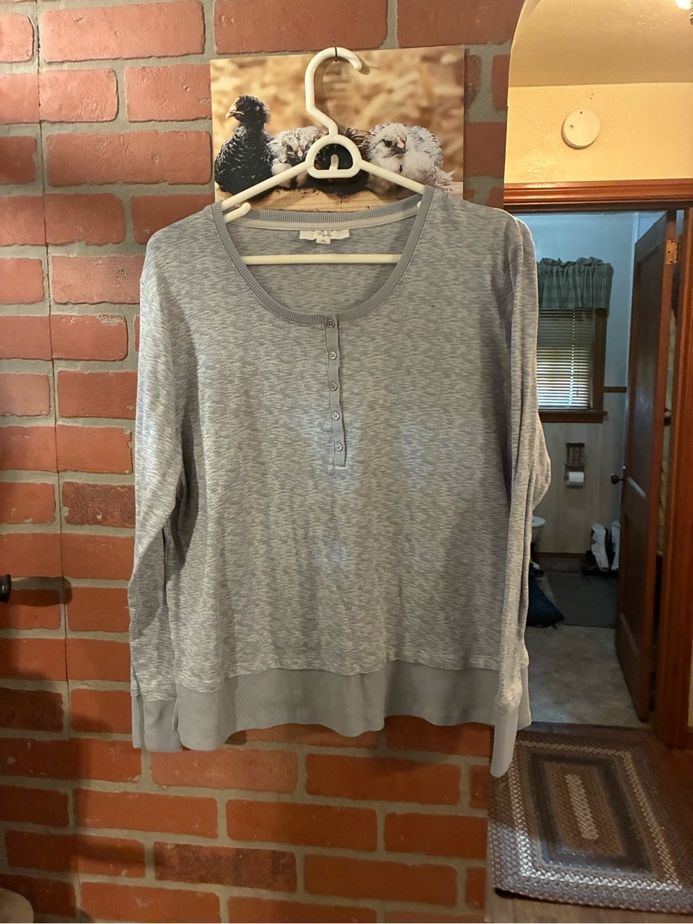 Anderson Lilley Heather Gray Long-Sleeve Henley Top